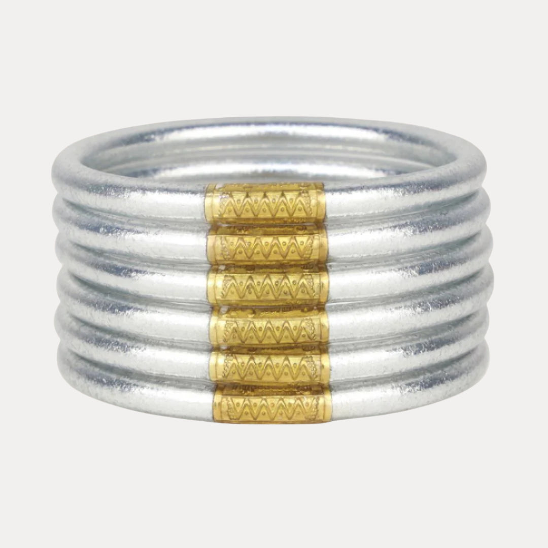 Silberne All Weather Bangles® (Set aus 6) - Serenity-Gebet